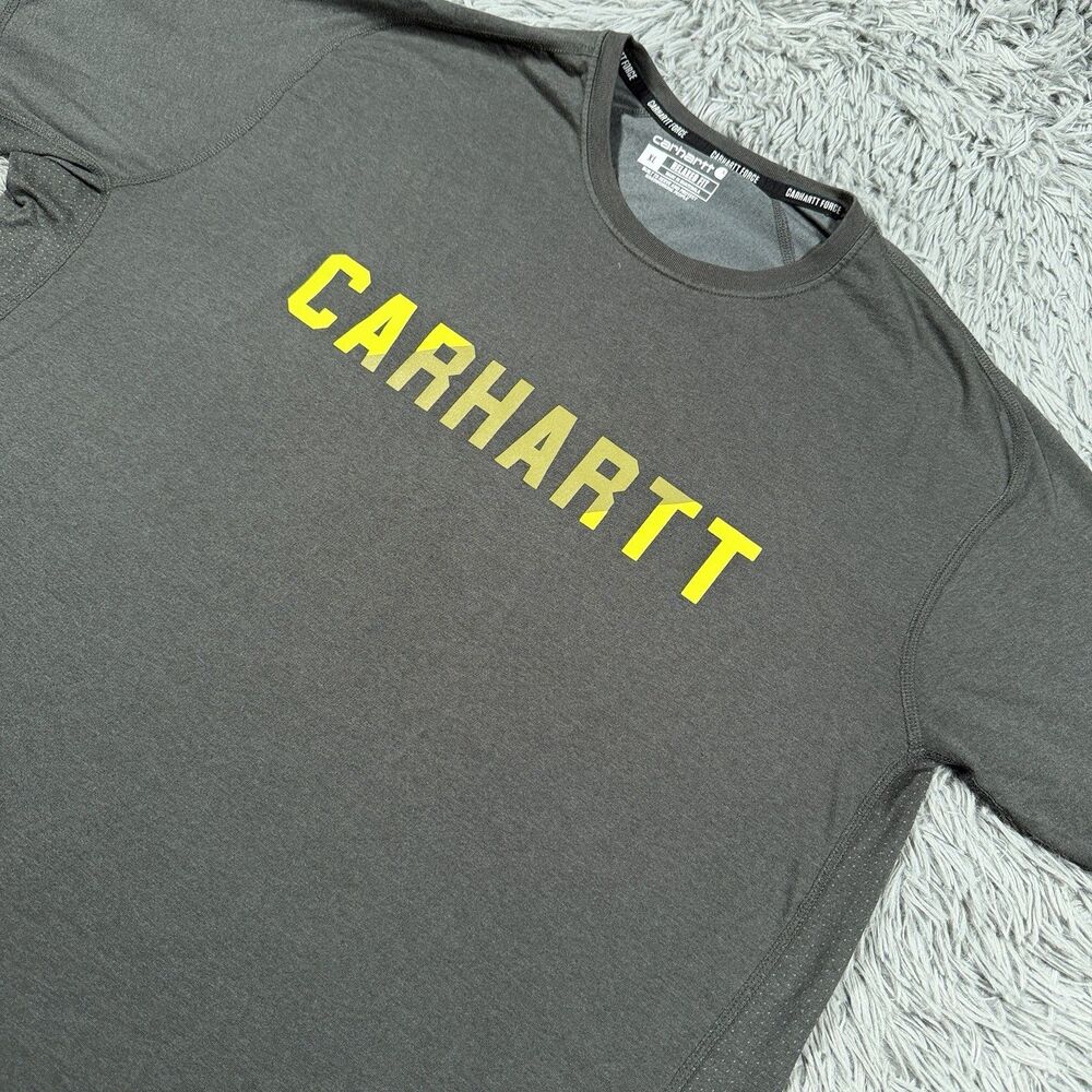 Carhartt Shirt Extra Large Gray Green Force Relaxed Fit Center Spellout Mens